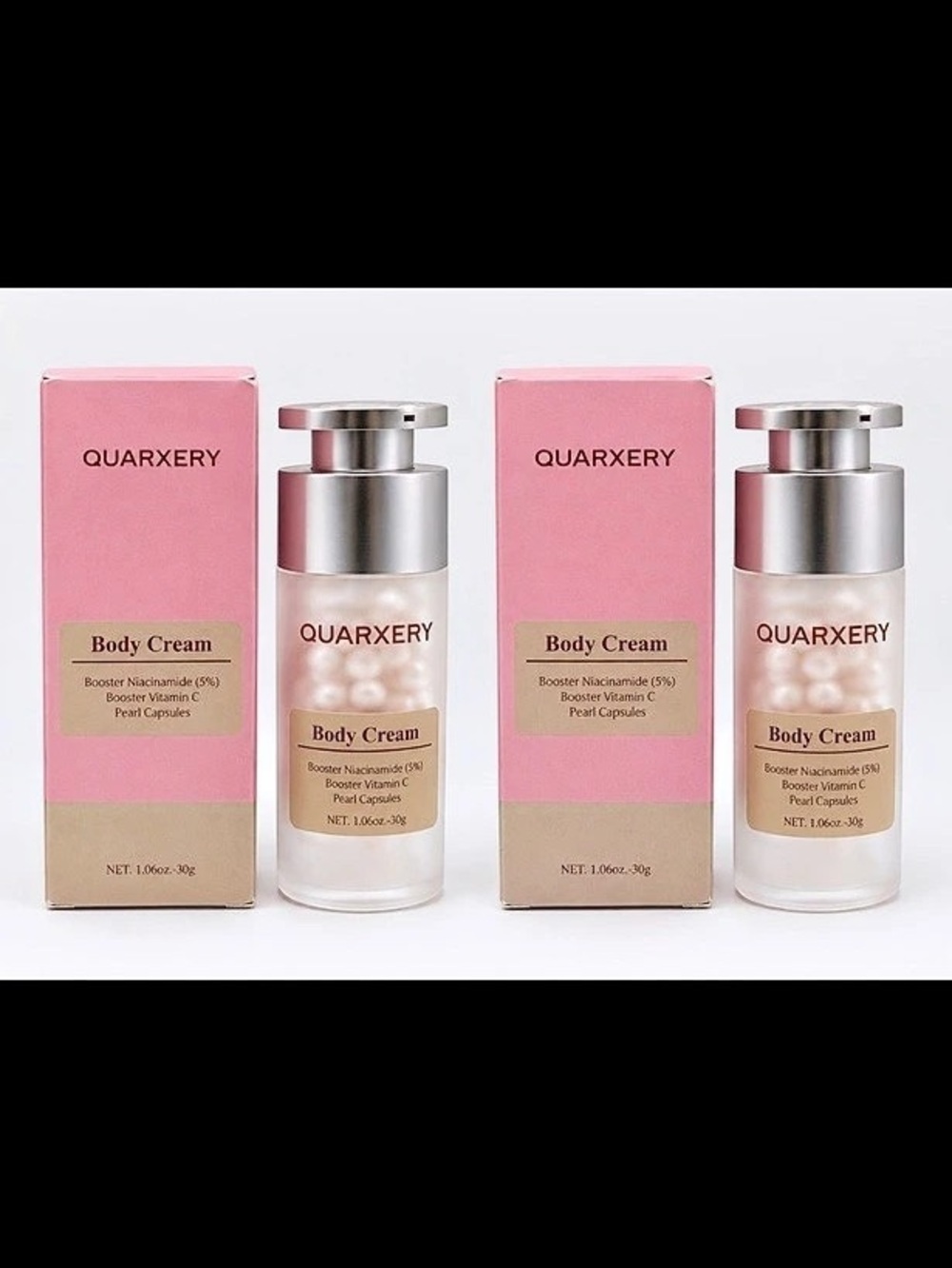 Bundle of 2X-QUARXERY Niacinamide Body Cream with Pearl Capsules Pink